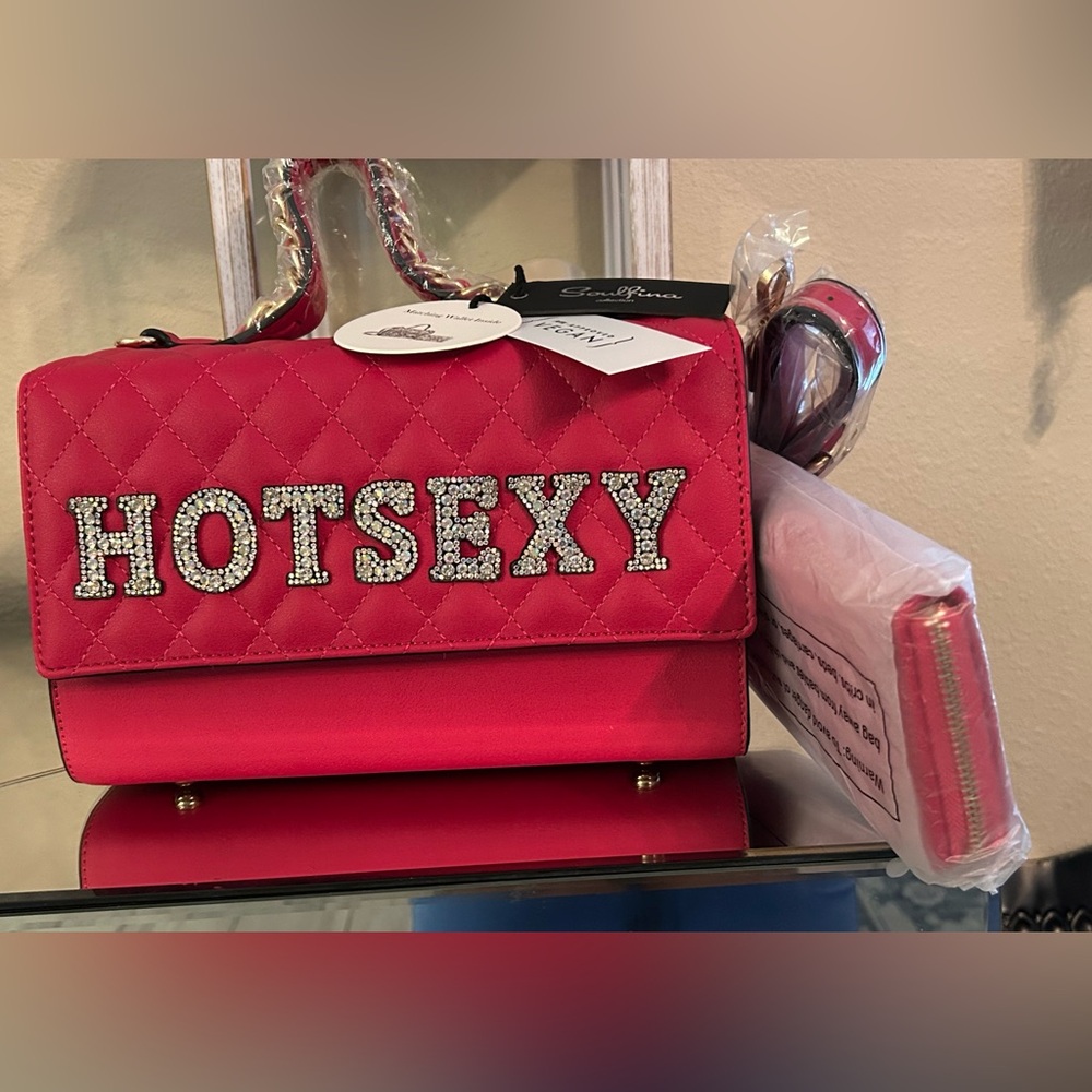 Fuschia Quilted HotSexy satchel with matching wallet.